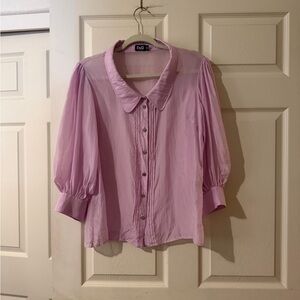 D&G Pink Puff Sleeve Button-Front Blouse